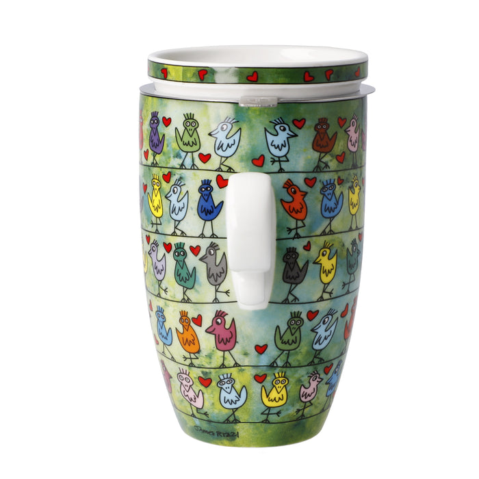 Goebel James Rizzi Birds on a Love Wire Teetasse mit Deckel und Sieb