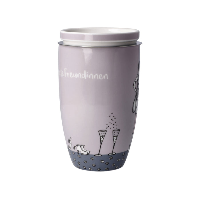 Goebel Freundlieb - Ziemlich beste Freundinnen Teetasse mit Deckel und Sieb