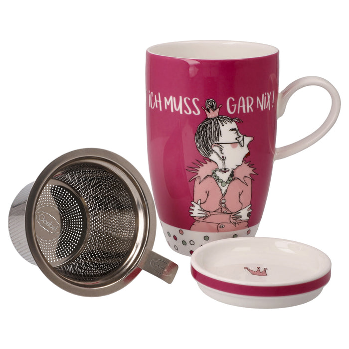 Goebel Freundlieb - Ich muss gar nix Teetasse mit Deckel und Sieb