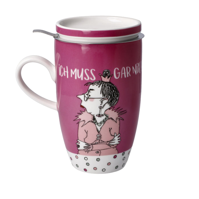 Goebel Freundlieb - Ich muss gar nix Teetasse mit Deckel und Sieb