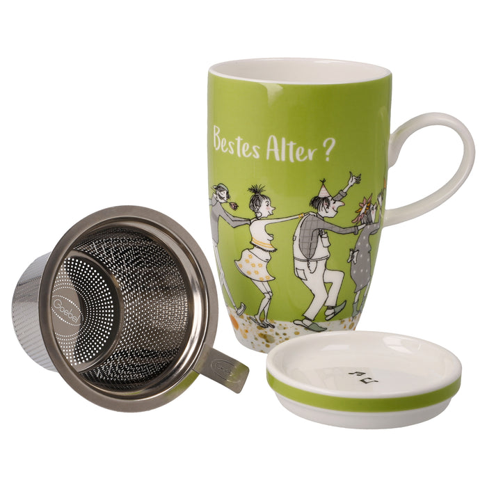 Goebel Freundlieb - Das beste Alter Teetasse mit Deckel und Sieb