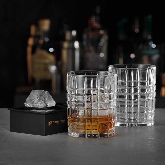 Nachtmann Square Whisky Ice Cube Set: 2 Whiskygläser + 1 Eiswürfelform