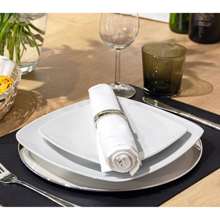 EDZARD 6er Set Serviettenring Faden, vernickelt, Länge 6 cm