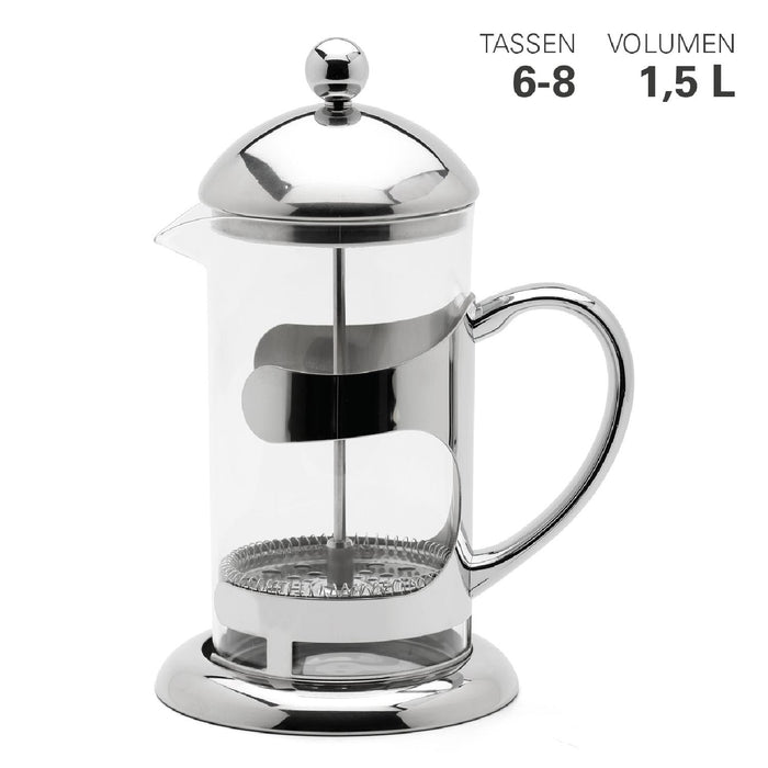 Pressfilterkanne Glas/Edelstahl 1,5 L