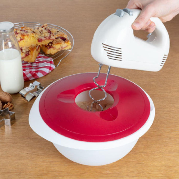 Rührschüssel mit zweigeteiltem Deckel 3,5 l, rot