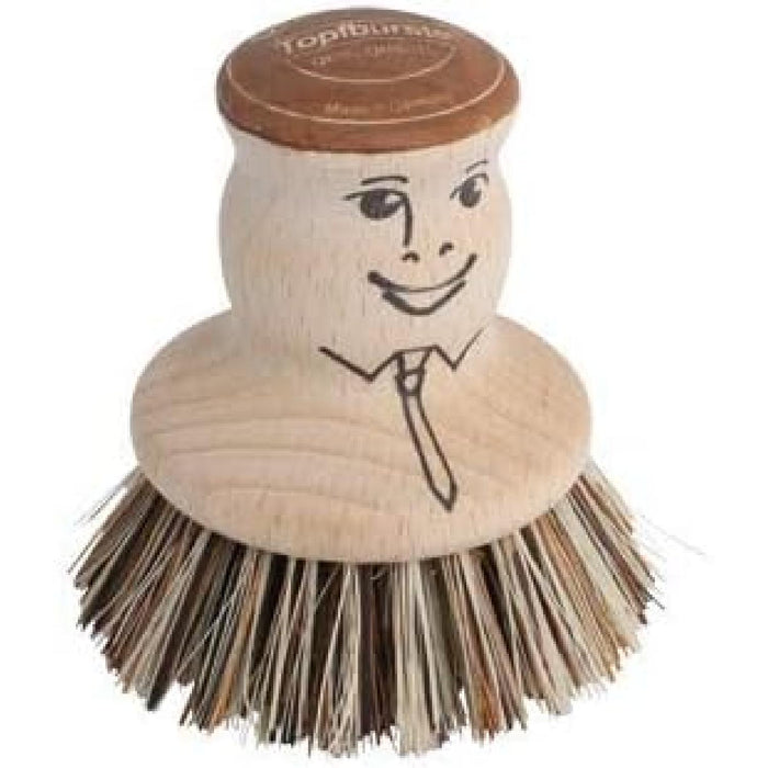 Redecker Topfbürste mit Gesicht unbehandeltes Buchenholz 6,5 cm