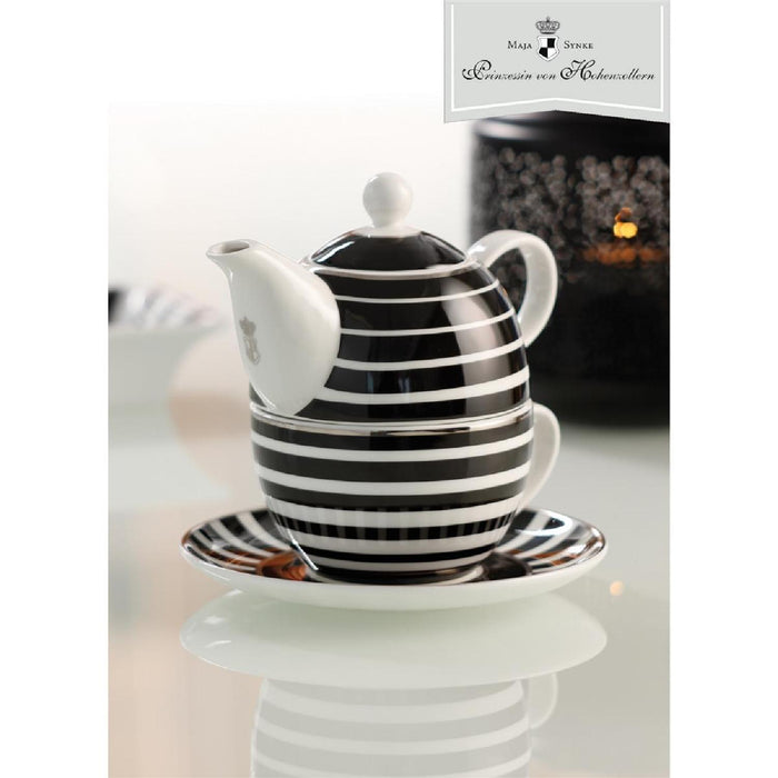Goebel Black and White Maja von Hohenzollern - Design Stripes - Tea for One