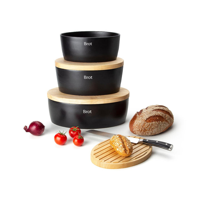 Continenta Brottopf Keramik oval, schwarz 36x23x13,5cm