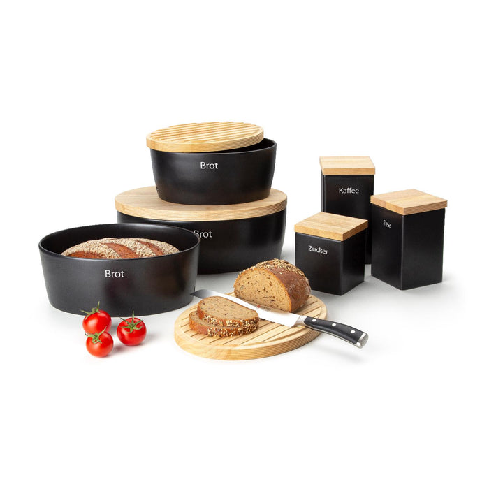 Continenta Brottopf Keramik oval, schwarz 36x23x13,5cm