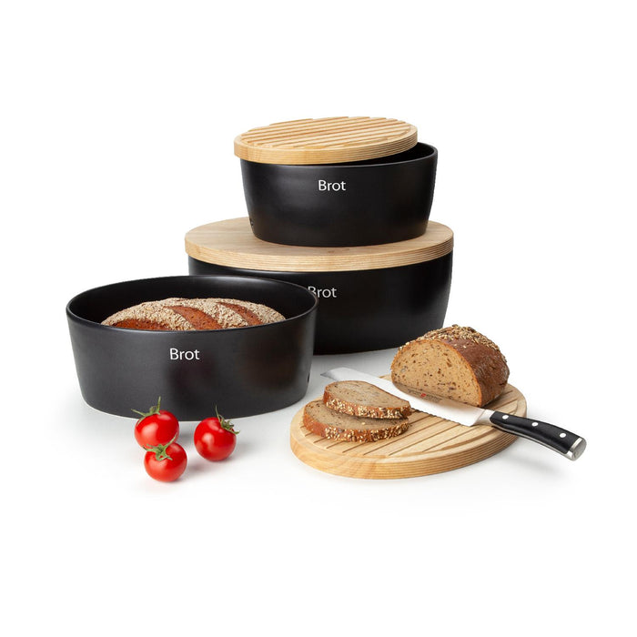 Continenta Brottopf Keramik oval, schwarz 36x23x13,5cm