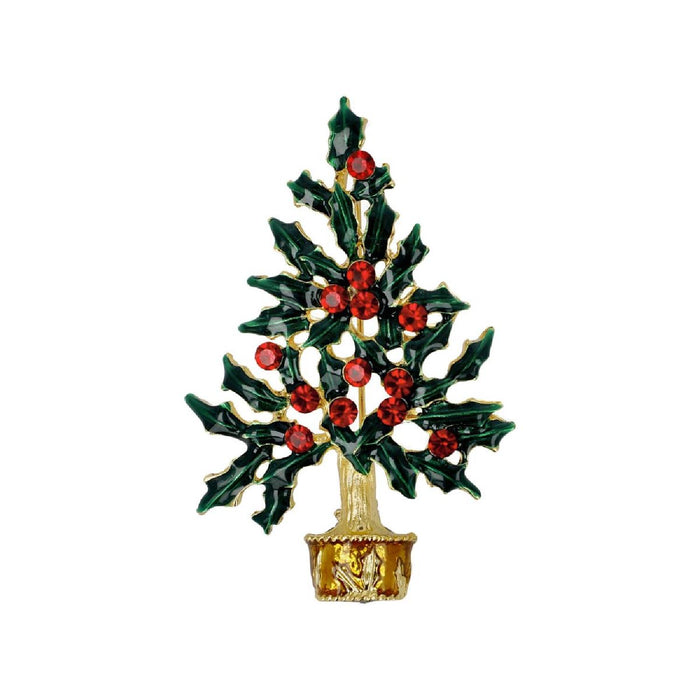 Goebel Fitz & Floyd Christmas Collection Baum grün mit roten Kugeln - Brosche