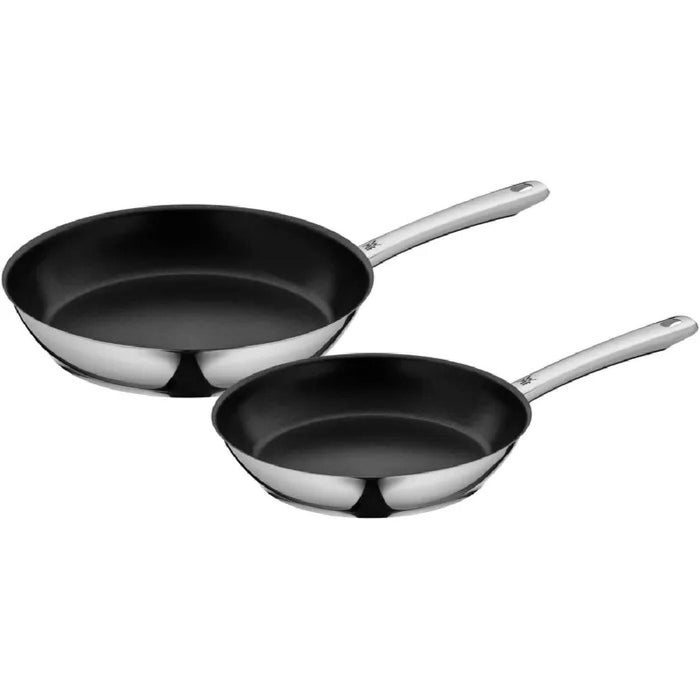 WMF Nordic Profi Pfannenset Induktion 2-teilig, Bratpfanne Induktion 24, 28 cm, Pfanne antihaftbeschichtet, backofengeeignet, tropffrei, Cromargan Edelstahl Bratpfanne, für alle Herdarten geeignet