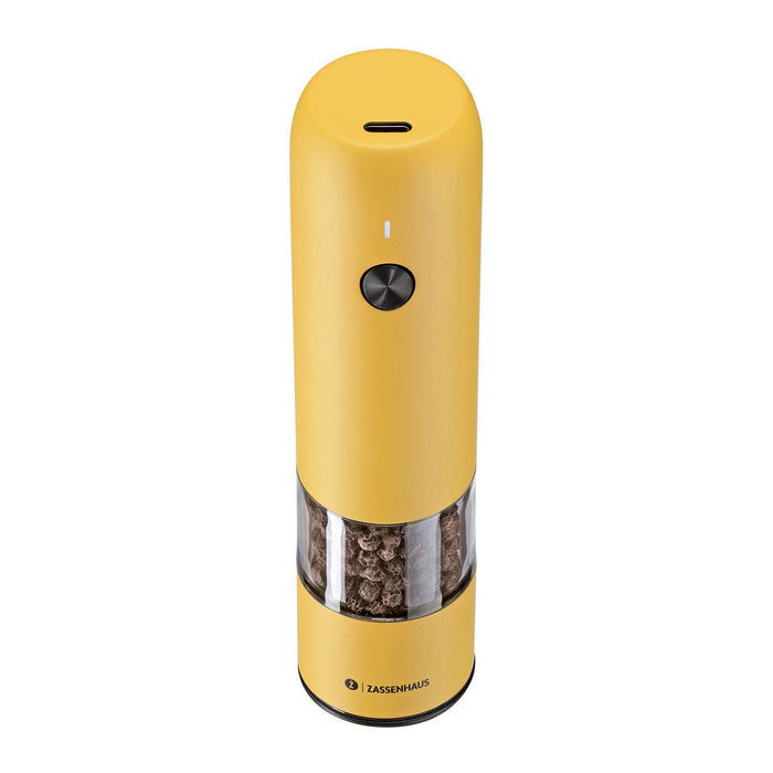ZASSENHAUS Pfeffermühle KÖLN USB elektrisch 14 cm gelb