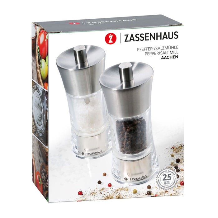 Zassenhaus Mühlen-Set AACHEN 14 cm Edelstahl/Acryl