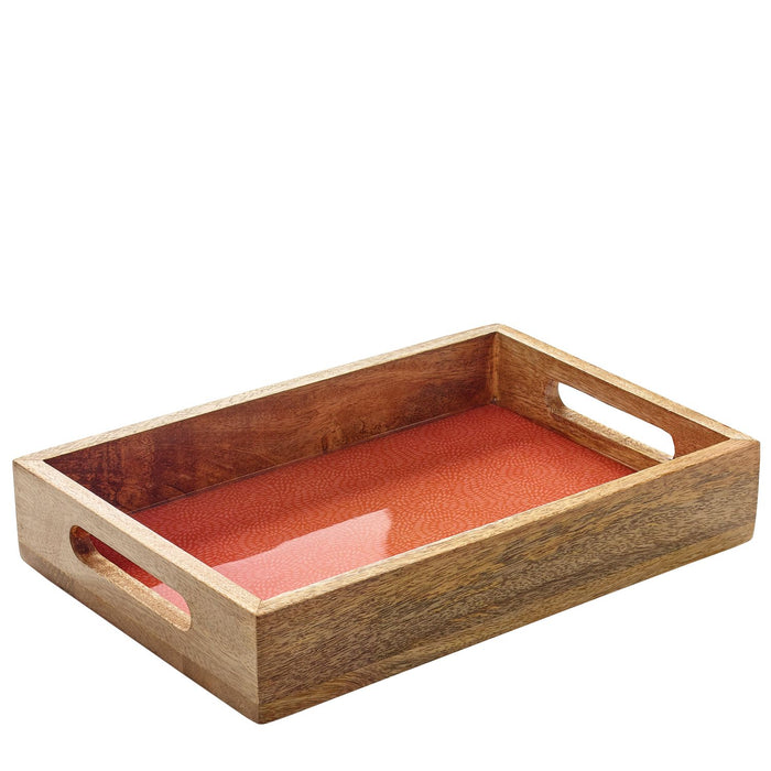 ZASSENHAUS Tablett BRUSH CORAL, Mango, 30,5 x 20 x 5,5 cm