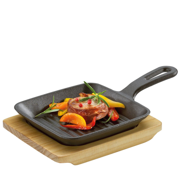 Küchenprofi Grill-/Servierpfanne mit Holzbrett