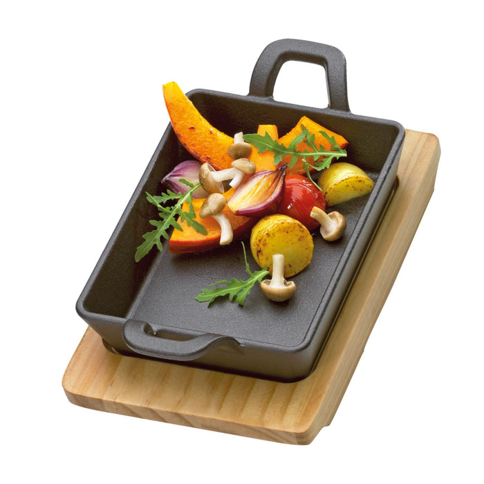 Küchenprofi Servierpfanne eckig mit Holzbrett