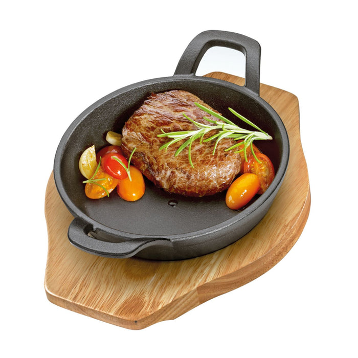 Küchenprofi Servierpfanne rund mit Holzbrett