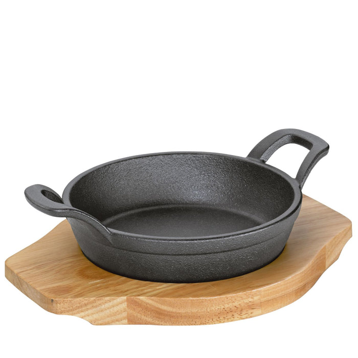 Küchenprofi Servierpfanne rund mit Holzbrett