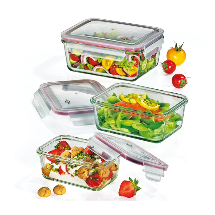 Küchenprofi Lunchbox/Vorratsdosen-Set Glas rechteckig, 3-tlg.