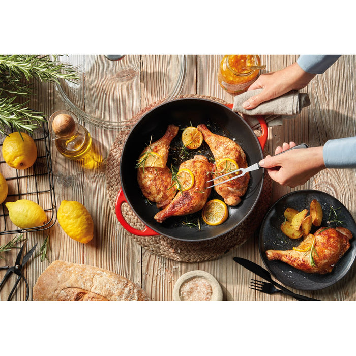 Küchenprofi Bauernpfanne mit Glasdeckel, 28 cm classic red