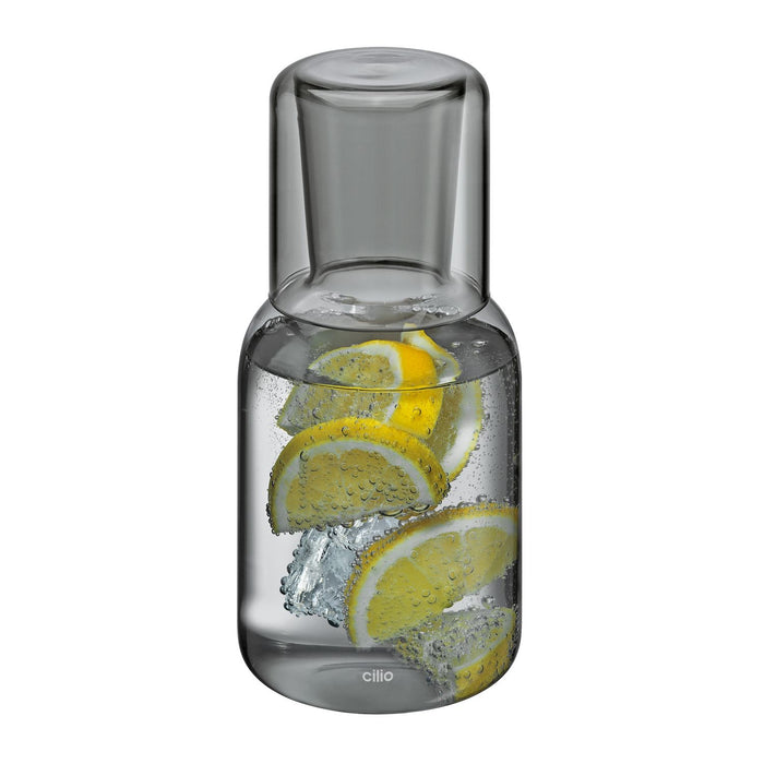 CILIO Wasserkaraffe mit Trinkglas LORENZO grau
