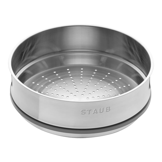 STAUB Cocotte mit Dämpfeinsatz, 24 cm | Graphit-Grau | rund | Gusseisen