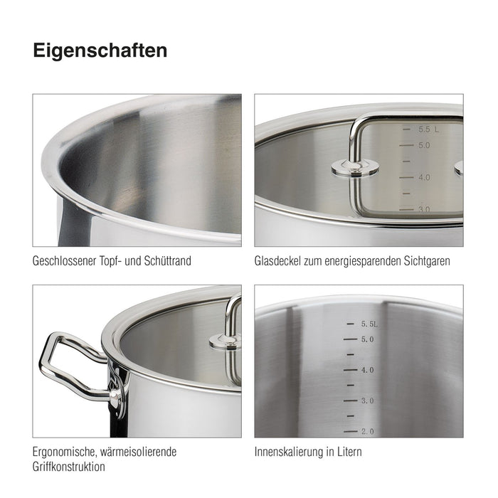 SPRING Topf-Set mit Glasdeckel BRIGADE BASIC 5-teilig