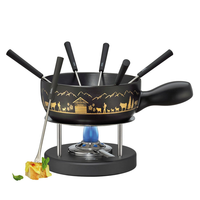 SPRING Käsefondue-Garnitur MONTANA schwarz/gold 22 cm