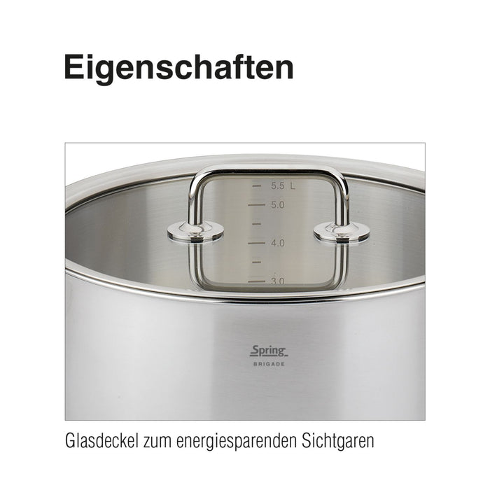 SPRING Stielkasserolle nieder Glasd. BRIGADE BASIC 16 cm