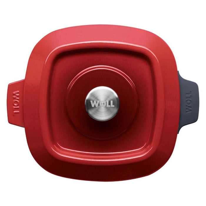 Woll, Iron, Kasserole, viereckig mit Deckel Chili Red, 24 x 24 cm, 9.5 cm hoch, 4,1 Liter Inkl. Silikongriffe