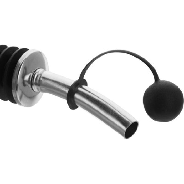 Westmark 2 Spirituosen-Ausgießer für Flaschen, Mit Verschlusskappe und Luftröhrchen, Kunststoffkorken/Messing, Nickelfrei, Classic-Standard, Schwarz/Silber, 42322280