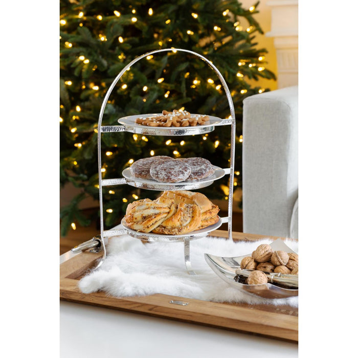 EDZARD Telleretagere Sina für 3 Teller gehämmert H 42 cm