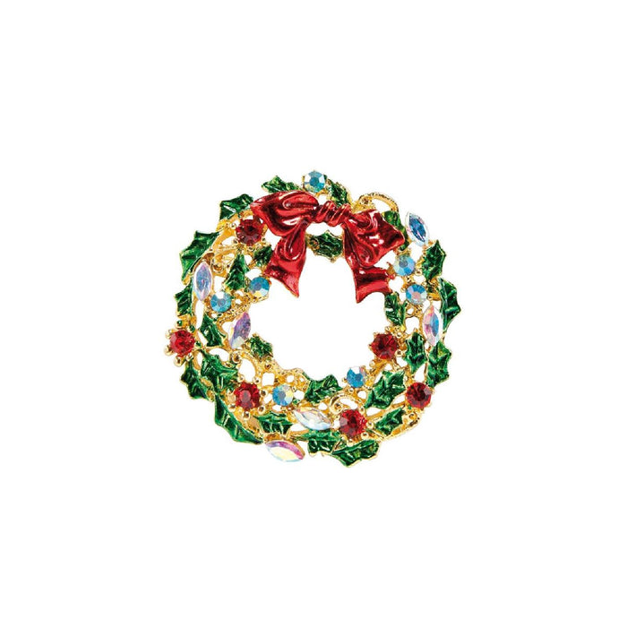 Goebel Fitz & Floyd Christmas Collection Kranz mit roter Schleife - Brosche