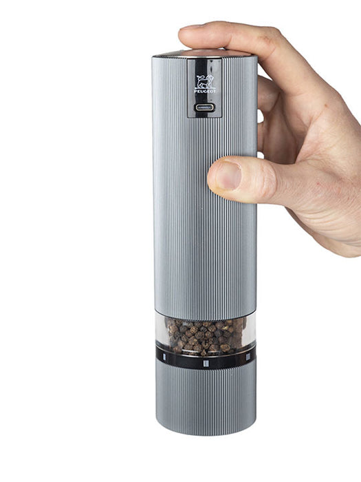 PEUGEOT Line Sense Duo, elektrisch, u´Select, 20 cm, Pfeffermühle, carbon u. Salzmühle, aluminium, wiederaufladbar