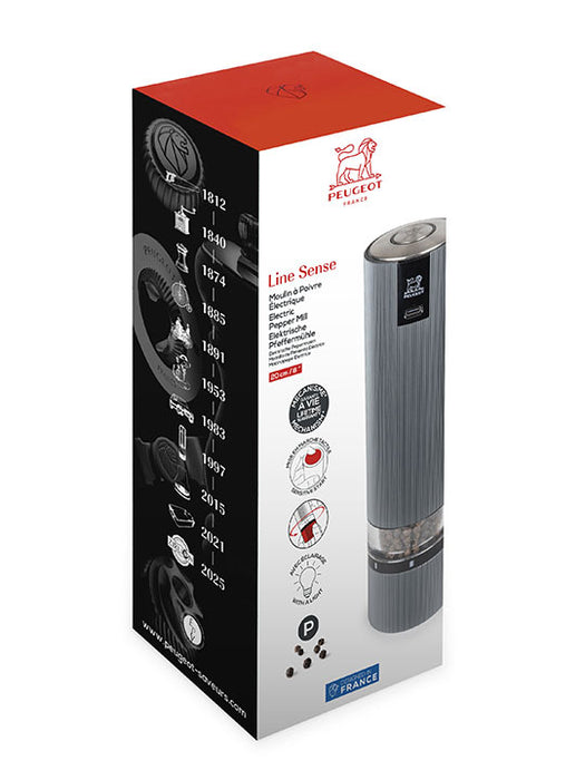 Peugeot Line Sense Elektrische Pfeffermühle, u‘Select, 20 cm, Carbon, (wiederaufladbar) Lithium-Ionen-Akku