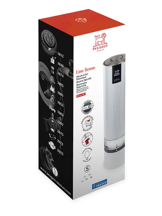 Peugeot Line Sense Elektrische Salzmühle, u‘Select, 20 cm, Aluminium, (wiederaufladbar) Lithium-Ionen-Akku