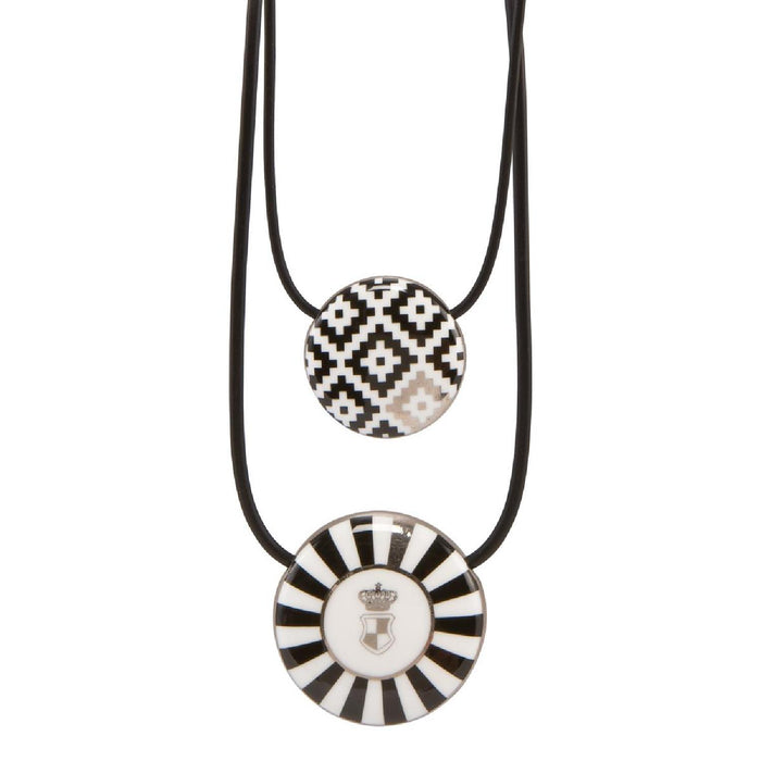 Goebel Black and White Maja von Hohenzollern - Design Diamonds/Stripes - Halskette