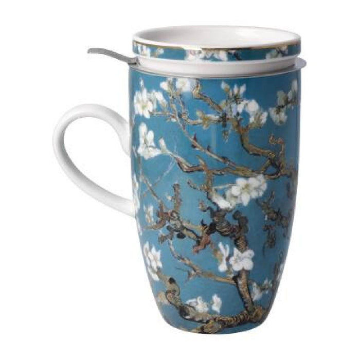 Goebel Vincent van Gogh  Mandelbaum Blau Teetasse mit Deckel und Sieb