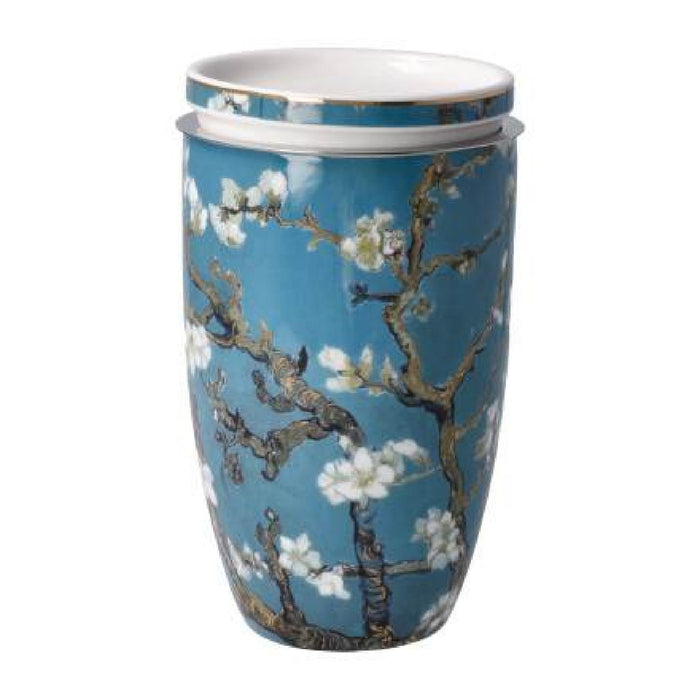 Goebel Vincent van Gogh  Mandelbaum Blau Teetasse mit Deckel und Sieb