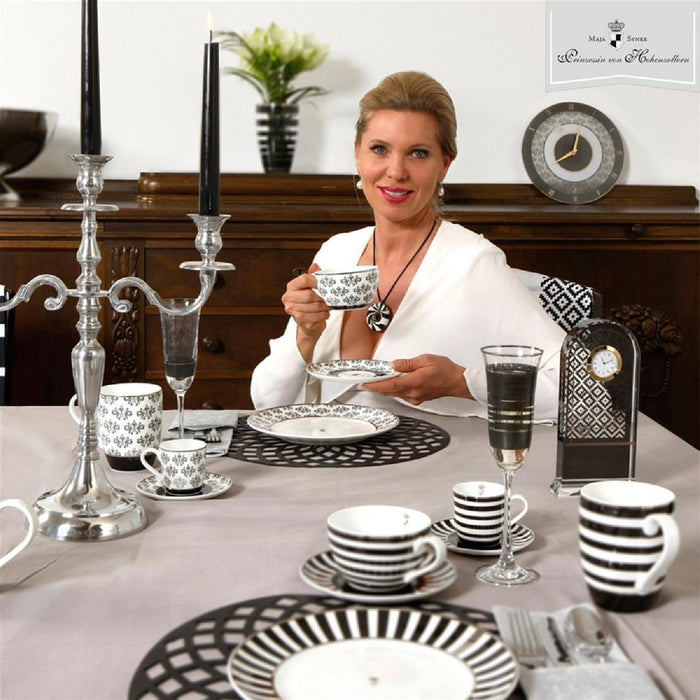 Goebel Black and White Maja von Hohenzollern - Design Floral - Tea for One