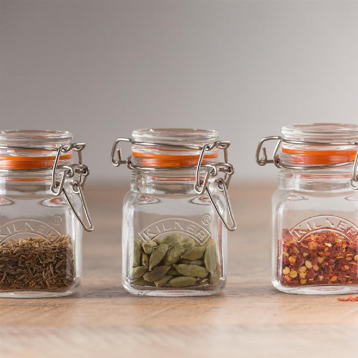 KILNER Quadratisches Gewürzglas mit Bügelverschluss 70 ml