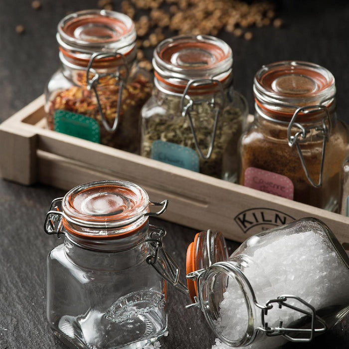 KILNER Quadratisches Gewürzglas mit Bügelverschluss 70 ml