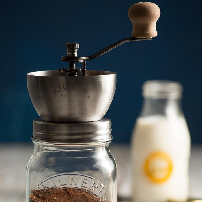 KILNER Kaffeemühle mit Drehkurbel und Glas, 500 ml