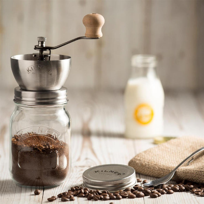 KILNER Kaffeemühle mit Drehkurbel und Glas, 500 ml
