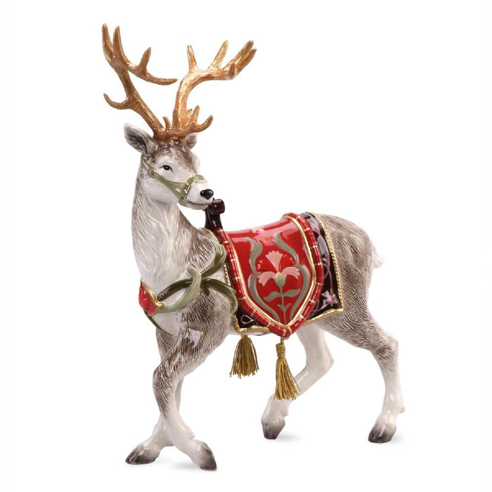 Goebel Fitz & Floyd Christmas Collection Rentier mit Sattel Rot - Figur