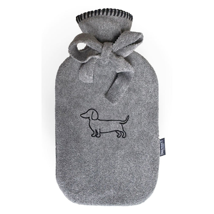 Eagle Products Wärmflasche POLDI, 20x35 cm, flanell mit Flockdruck Dackel und Kammstich schwarz)