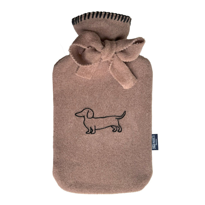 Eagle Products Wärmflasche POLDI, 20x35 cm, nutria mit Flockdruck Dackel und Kammstich schwarz