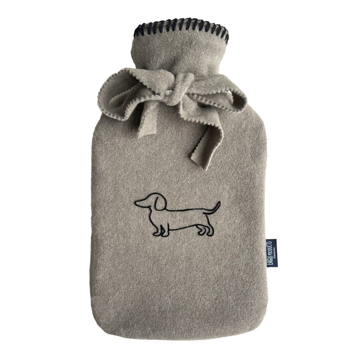 Eagle Products Wärmflasche POLDI, 20x35 cm, agave mit Flockdruck Dackel und Kammstich schwarz)