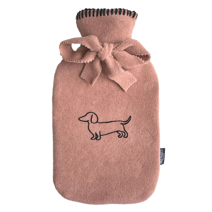 Eagle Products Wärmflasche POLDI, 20x35 cm, rosewood mit Flockdruck Dackel und Kammstich schwarz)